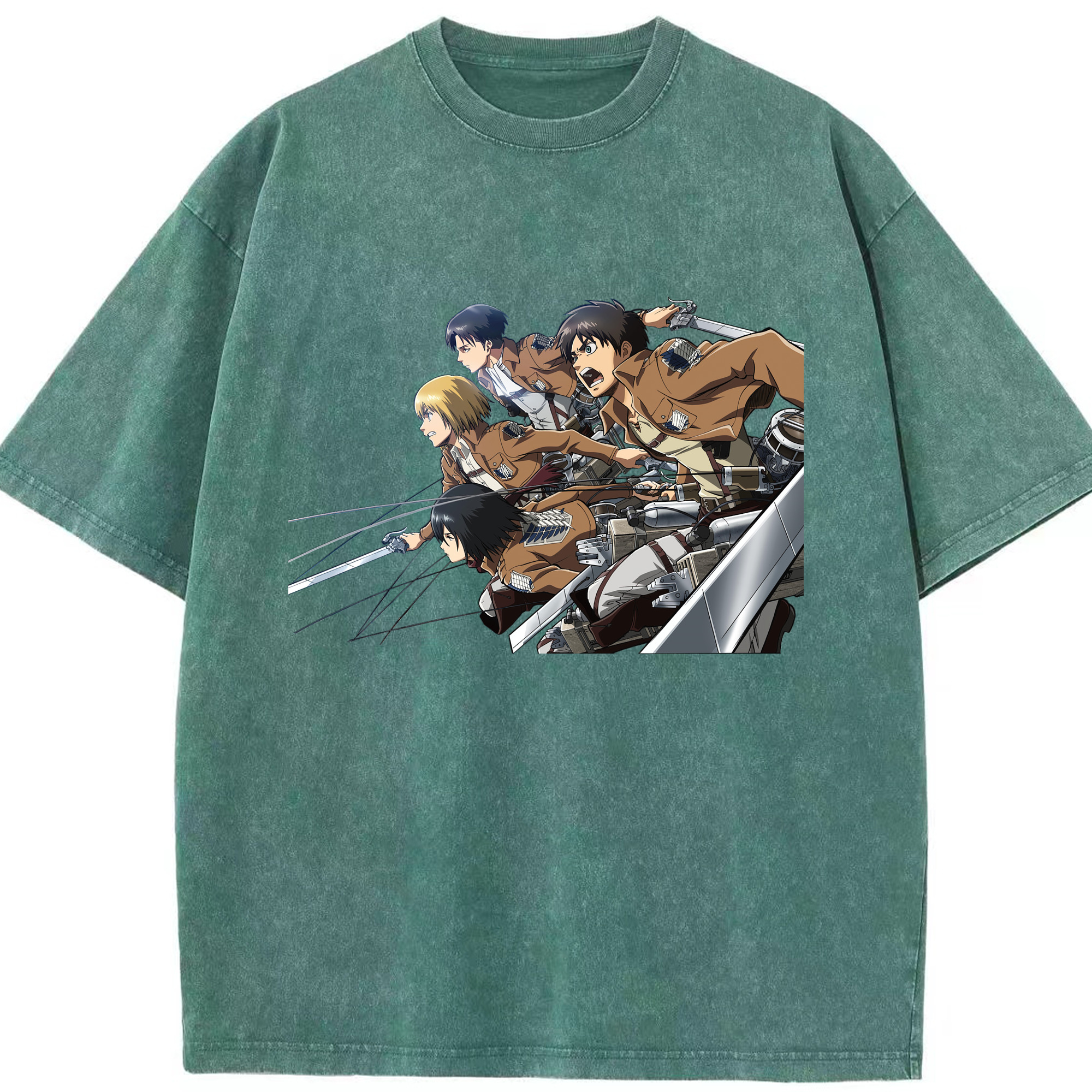 （画像用） 進撃の巨人 Attack on Titan 綿100% ヴィンテージ風 半袖Tシャツ（フロントプリント）